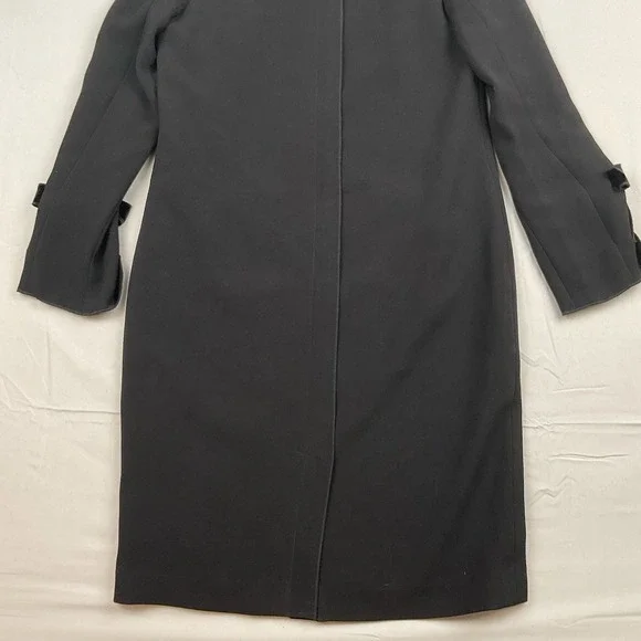 Teri Jon Rickie Freeman Black Velvet Trim Bow Sleeve Cocktail Dress Size 6 - Picture 9 of 11